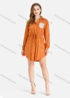 Wholesale Women's Casual Rhinestone Long Sleeve Buttons Front Curved Hem Short Shirt Dress - Liuhuamall