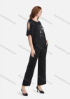 Wholesale Women's Casual Round Neck Cartoon Rhinestone Cold Shoulder Top - Liuhuamall