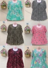 Wholesale Women's Casual Crew Neck Short Sleeve Allover Print Oversized Blouse - Liuhuamall