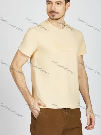 Wholesale Men's Plain Letter Round Neck Short Sleeve Casual Slim Fit T-Shirt LY007#