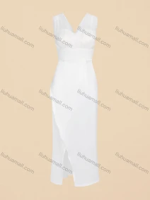Wholesale Women's Elegant Slim Fit Plain Lace Wrap Hem Peplum Evening Tank Dress A02#, LIUHUA CLOTHING WHOLESALE