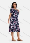 Wholesale Women's Round Neck Applique Floral Print Nightgown - Liuhuamall