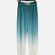 Women's Fashion Ice Silk Elastic Waist Ombre Carrot Pants Cyan Clothing Wholesale Market -LIUHUA