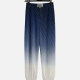 Women's Fashion Ice Silk Elastic Waist Ombre Carrot Pants Blue Clothing Wholesale Market -LIUHUA