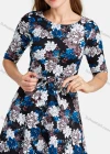 Wholesale Women's Casual Round Neck Lace Up Floral Print Short Dress - Liuhuamall
