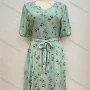 Wholesale Women's Casual Round Neck Buttons Front Floral Print Puff Sleeve Short Dress With Belt preview