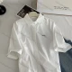 Wholesale Women's 100% Cotton New Summer Shirt, Embroidery Polo Collar Loose Fit Slimming Blouse, Versatile Artistic Design Short White Clothing Wholesale Market Liuhua