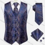 Wholesale Men's Formal Paisley Print Silky Waistcoat With Necktie & Kerchief & Cufflinks 4-piece Set preview