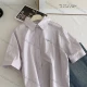 Wholesale Women's 100% Cotton New Summer Shirt, Embroidery Polo Collar Loose Fit Slimming Blouse, Versatile Artistic Design Short Purple Clothing Wholesale Market Liuhua
