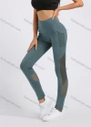 Wholesale Women's High Waist Plain Mesh Splicing Workout Leggings - Liuhuamall