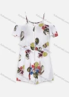 Wholesale Women's Casual Spaghetti Strap Puff Sleeve Ruffle Trim Zip Back Floral Print Romper - Liuhuamall
