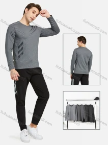 Wholesale Men's Athletic Long Sleeve Striped Running T-shirts, LIUHUA CLOTHING WHOLESALE
