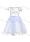 Wholesale Girls Cap Sleeve 3D Floral Embroidery Zip Back Lace Flower Girl Dress - Liuhuamall