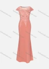 Wholesale Women's Embroidery Rhinestone Appliques Pearl Decor Bodycon Ruffle Hem Maxi Evening Dress 1924# - Liuhuamall