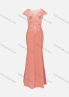 Wholesale Women's Embroidery Rhinestone Appliques Pearl Decor Bodycon Ruffle Hem Maxi Evening Dress 1924# - Liuhuamall