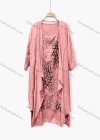 Wholesale Women's Casual Crew Neck Abstract Print Dress & Plain Cardigan 2-Piece Set 047# - Liuhuamall