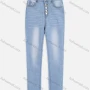 Wholesale Women's Casual Single Breasted Distressed Straight-leg Jeans With Pockets preview