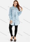 Wholesale Women's Long Sleeve Plain Button Front Curved Hem Drawstring Denim Tunic With Skinny Pants 2 Piece Set - Liuhuamall
