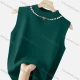 Wholesale Women's Casual Mock Neck Plain Pearl Decor Knit Sleeveless Sweater Vest 615# Green Clothing Wholesale Market Liuhua