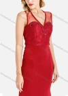 Wholesale Women's Elegant V Neck Sleeveless Ruched Beaded Applique Splicing Sheer Mesh Maxi Mermaid Evening Dress - Liuhuamall
