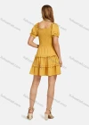 Wholesale Women's Square Neck Flounce Sleeve Shirred Swiss Dot Layered Dress - Liuhuamall