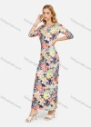 Wholesale Women's Off Shoulder Allover Floral Print 3/4 Sleeve Slim Fit Casual Maxi Dress - Liuhuamall