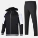 Men's Athletic Workout Colorblock Drawstring Zip Hoodie & Elastic Waist Ankle Length Joggers 2 Piece Set 32376# Black + White Clothing Wholesale Market -LIUHUA