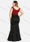 Wholesale Women's Fashion V Neck Sleeveless Splicing Two Tone Rhinestone Zipper Split Thigh Evening Dress - Liuhuamall