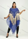 Wholesale Women's Muslim Sequin Scallop Edge Pullover Triangular Hem Sheer Mesh Cover Up Cloak - Liuhuamall