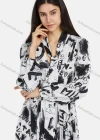 Wholesale Women's Tie Neck Lantern Sleeve Letter Print Slim Waist Ruffle Hem Maxi Dress 2218# - Liuhuamall