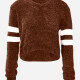 Women's V-Neck Black-White Striped Rib-Knit Crop Sweater A727 Clothing Wholesale Market -LIUHUA