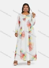 Wholesale Women's Vintage Plus Size Crew Neck Long Sleeve Geometric Print Maxi Dress - Liuhuamall