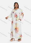 Wholesale Women's Vintage Plus Size Crew Neck Long Sleeve Geometric Print Maxi Dress - Liuhuamall