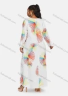 Wholesale Women's Vintage Plus Size Crew Neck Long Sleeve Geometric Print Maxi Dress - Liuhuamall