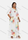 Wholesale Women's Vintage Plus Size Crew Neck Long Sleeve Geometric Print Maxi Dress - Liuhuamall