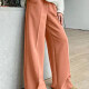 Women's Casual Plain Wide Leg Pockets Pants Orange Clothing Wholesale Market -LIUHUA