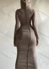Wholesale Women's Plain Slim Fit Long Sleeve Hoodie Bodycon Midi Dress D0B3710G# - Liuhuamall