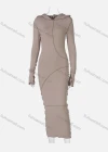 Wholesale Women's Plain Slim Fit Long Sleeve Hoodie Bodycon Midi Dress D0B3710G# - Liuhuamall