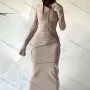 Wholesale Women's Plain Slim Fit Long Sleeve Hoodie Bodycon Midi Dress D0B3710G# preview