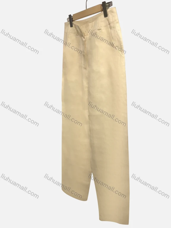 Wholesale Women's Linen Plain Casaul Zipper Straight Leg Pant