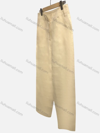 Wholesale Women's Linen Plain Casaul Zipper Straight Leg Pant