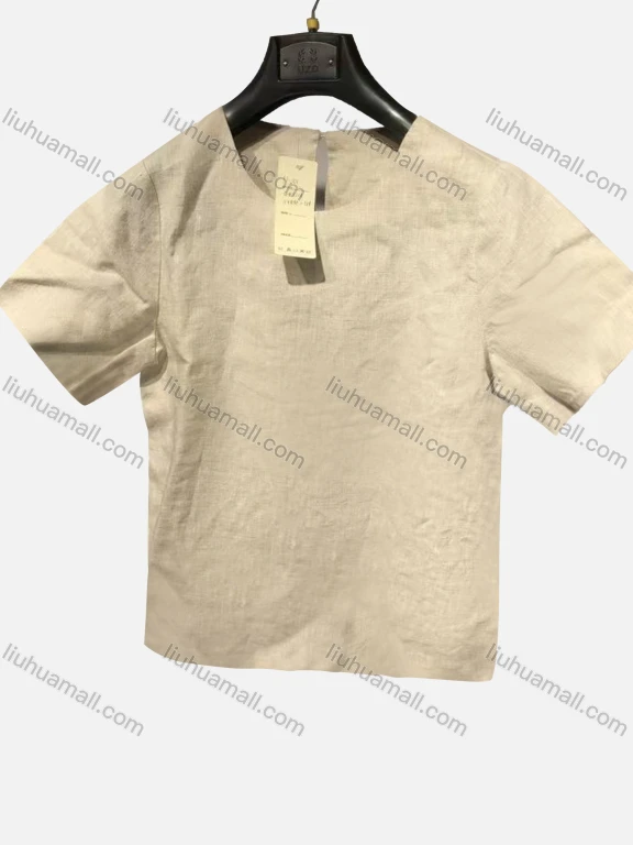 Wholesale Women's Linen Round Neck Short Sleeve Causal Top