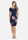 Wholesale Women's Casual Round Neck Short Sleeve Tie Front Top & Floral Print Skirt Sets - Liuhuamall