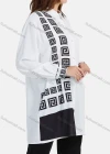 Wholesale Women's Casual Geometric Print Splicing Tunic Button Down Long Sleeve Shirt - Liuhuamall