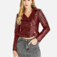 Women Faux Leather Jacket Moto Studded Rivet Trendy Crop Punk Belted Biker Jacket 67# Clothing Wholesale Market -LIUHUA