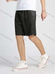 Wholesale Men's Casual Elastic Waist Geometric Print Bermuda Shorts With Zip Pocket, LIUHUA CLOTHING WHOLESALE