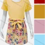 Wholesale Girls Casual Plain Ruffle Trim Round Neck Short Sleeve Top & Elastic Waist Floral Print Skirt Sets preview