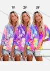Wholesale Women's Casual Hooded Long Sleeve Zipper Tie Dye Sweatshirt - Liuhuamall
