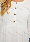 Wholesale Women's Casual Vintage Round-Neck Button Front Trumpet Sleeve Embroidery Maxi Dress - Liuhuamall