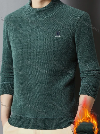 Wholesale Men's Casual Label Letter Mock Neck Long Sleeve Fleece Sweatshirt 8510#